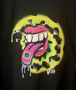 NEW Mens Black NEFF Mouth TONGUE OUT LICKING STAMP Long Sleeve T-Shirt Sz 2XL 2X