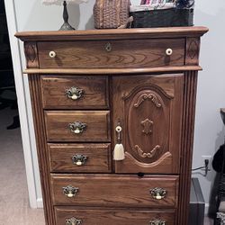 Antique Solid Oak Tall Dresser