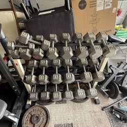 930 LBS Cast Iron Dumbbells Set With Rack