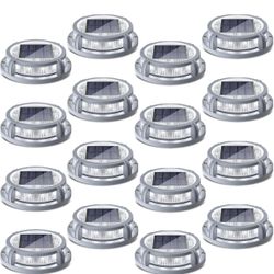 16pk Siedinlar Solar Deck Lights Driveway Dock LED  Solar Powered Outdoor Road