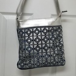 Silver and Denim Shoulder Bag 