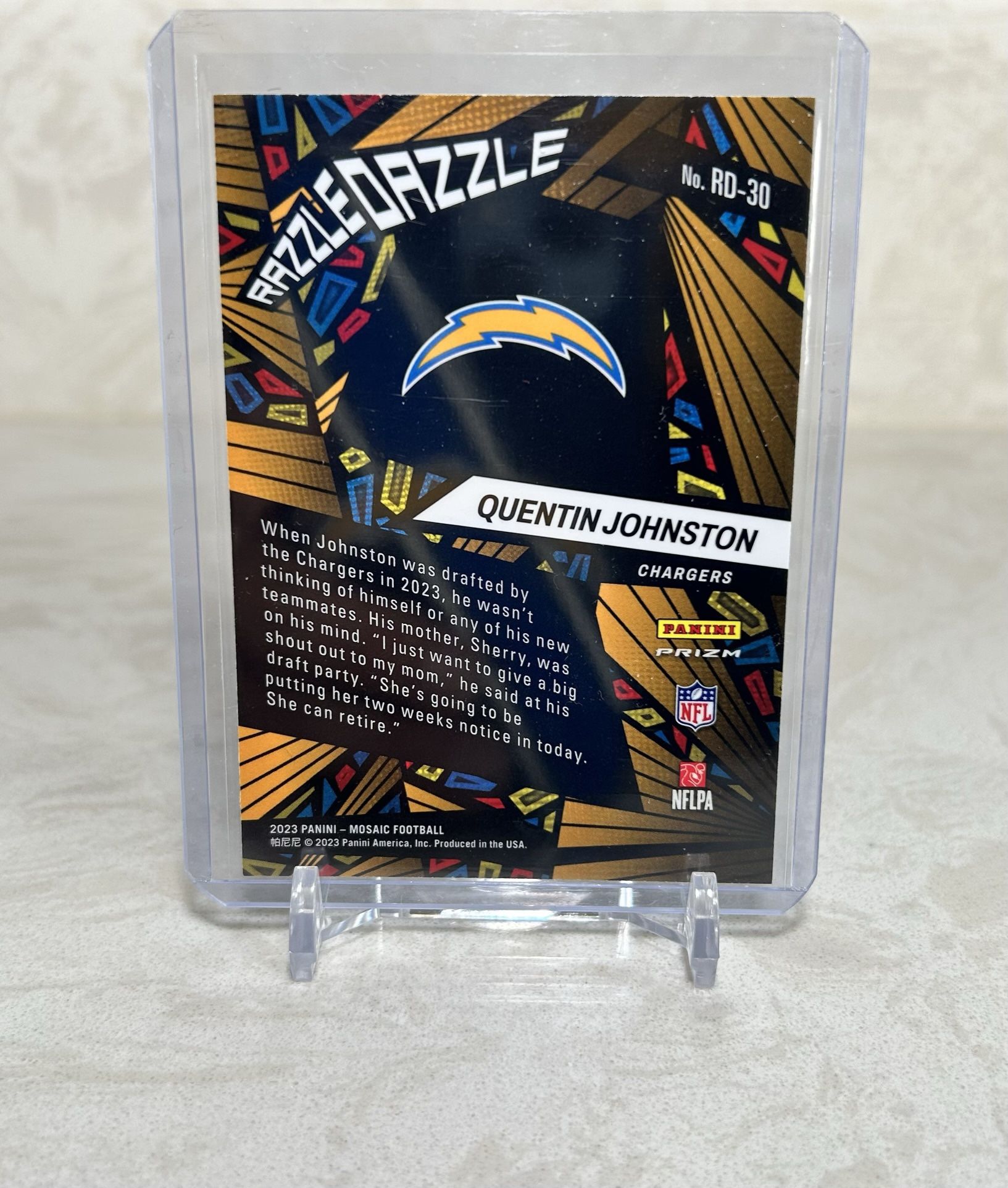 2023 Panini Mosaic Football Quentin Johnston Razzle Dazzle Rookie