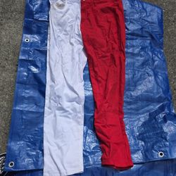 Mens Red White Jeans Size 36