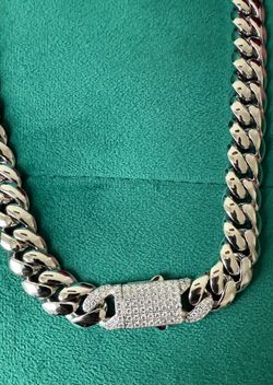 14K White Gold Filled Cuban Chain 185 14mm 24 Inches
