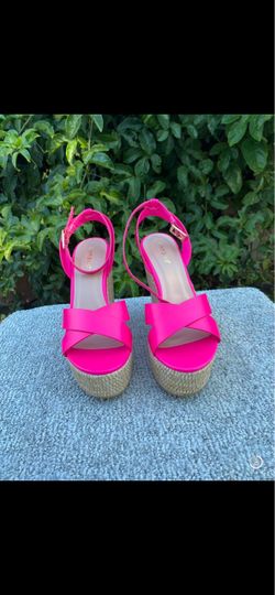 Hot Pink Platform Wedge Sandals