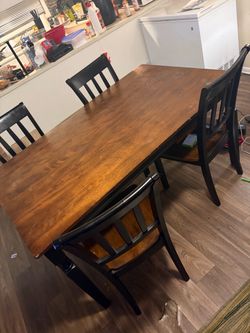 Wood Dining Table with 4 Chairs