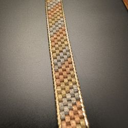 Amazing 14k gold 3-toned unisex bracelet, 23g