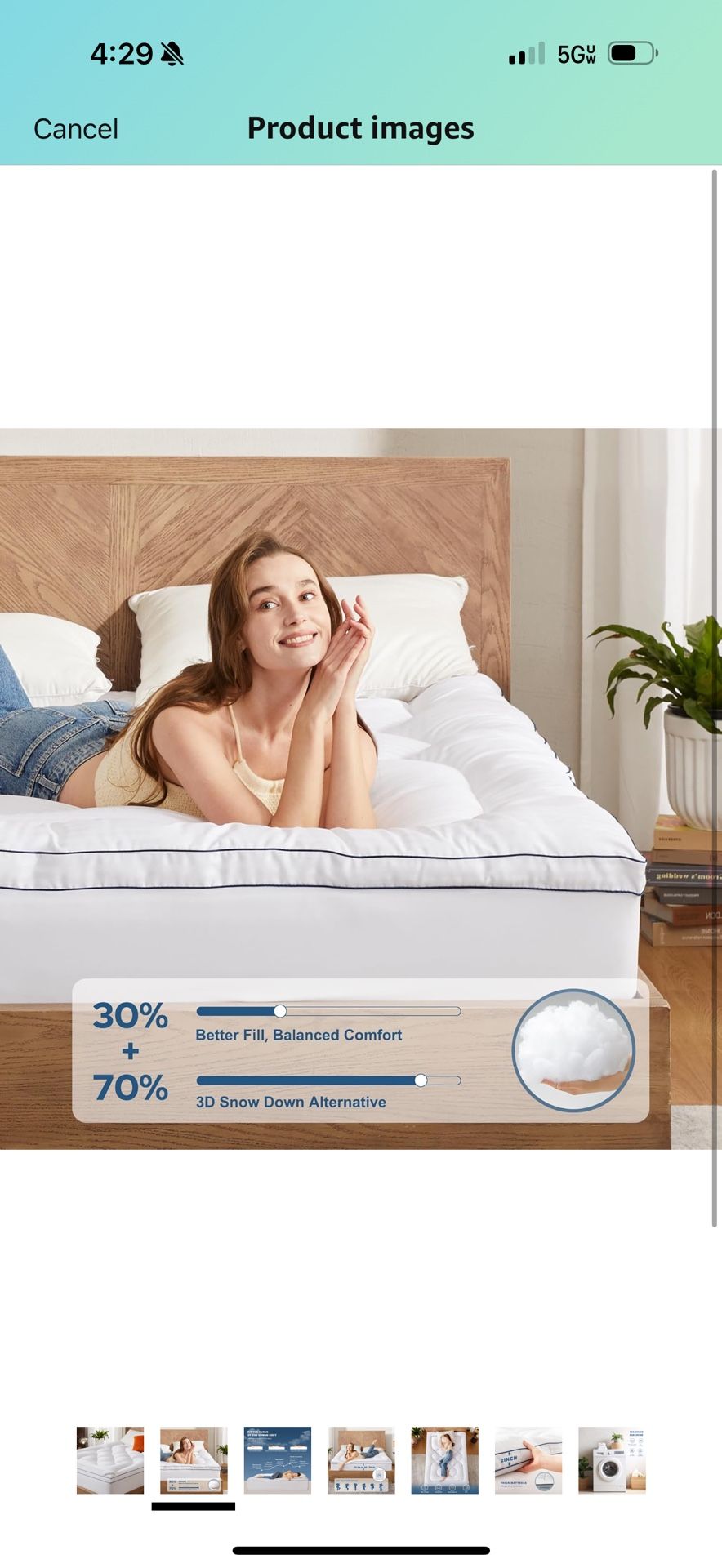 DLORE King Mattress Topper, Thick Pillow Top Pad for Back Pain Relief, Cooling Soft Mattress Cover with Deep Pockets 6-18 inch