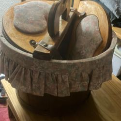 Vintage Wooden Sewing Basket