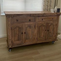 Buffet Table Bar TV Console Entry Dresser Antique Wood
