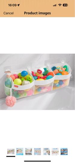 Brand new 4.95 Gallons 3 Compartment Horizontal Bath Toy Storage Extra Large Capacity,Mesh Quick Dry Bathtub Storage and Organizer,Easy Access Baby Ba