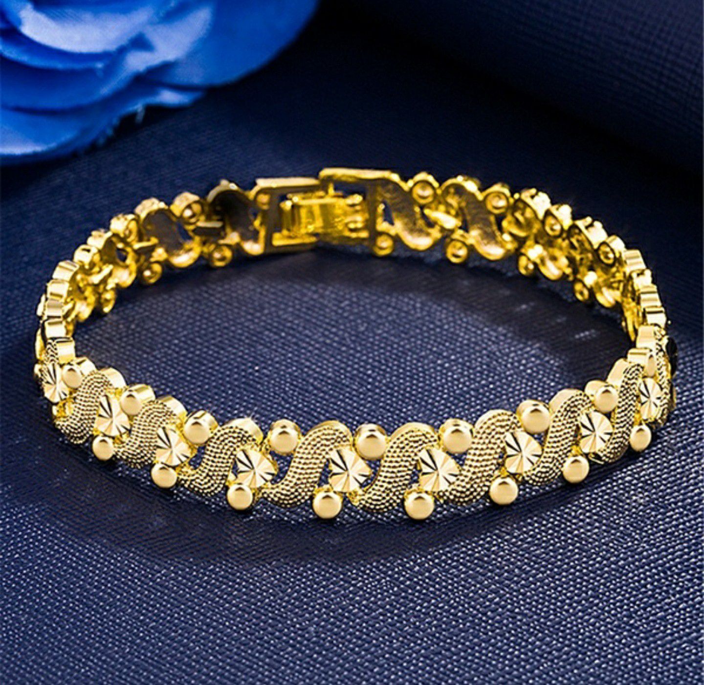 Gold Braided Charm Bangle Bracelet