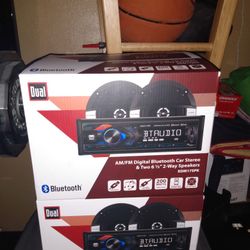 Dual AM/FM Digital Bluetooth Car Stereos With Two Six And A Half Two-way Speakers Brand New In The Box Never Used 100 Bucks