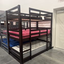 TRIPLE BUNK BED  / Also available in gray Color / Solid Wood . 