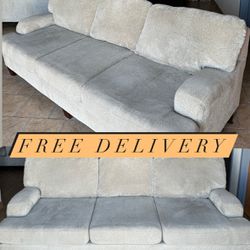 Grey Sofa Couch- BARELY USED **FREE DELIVERY**