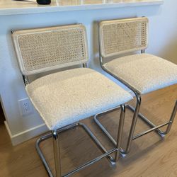Set Of Two Rattan Counter/Bar Stools (Used- In Good Condition) 