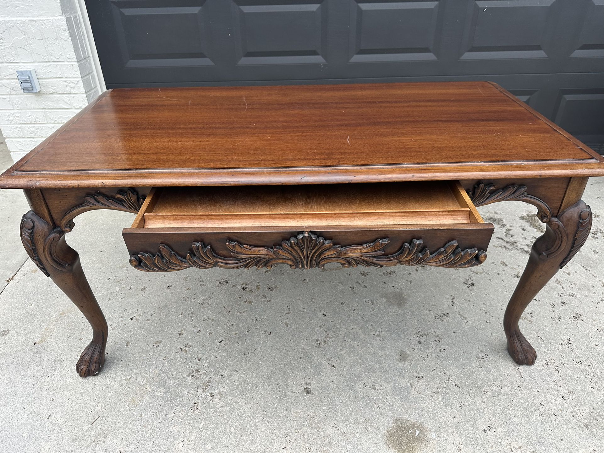 Antique Wooden Table With Drawer