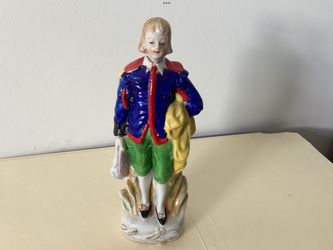 Pe-WWII Colonial Man 8” Tall Porcelain Figurine Hand-Painted