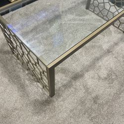 Gold And Glass Rectangular Coffee Table