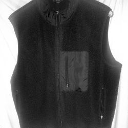 Men's Express Black Fleece Utility Full Zip Vest Size XL 3 Zippered Pockets