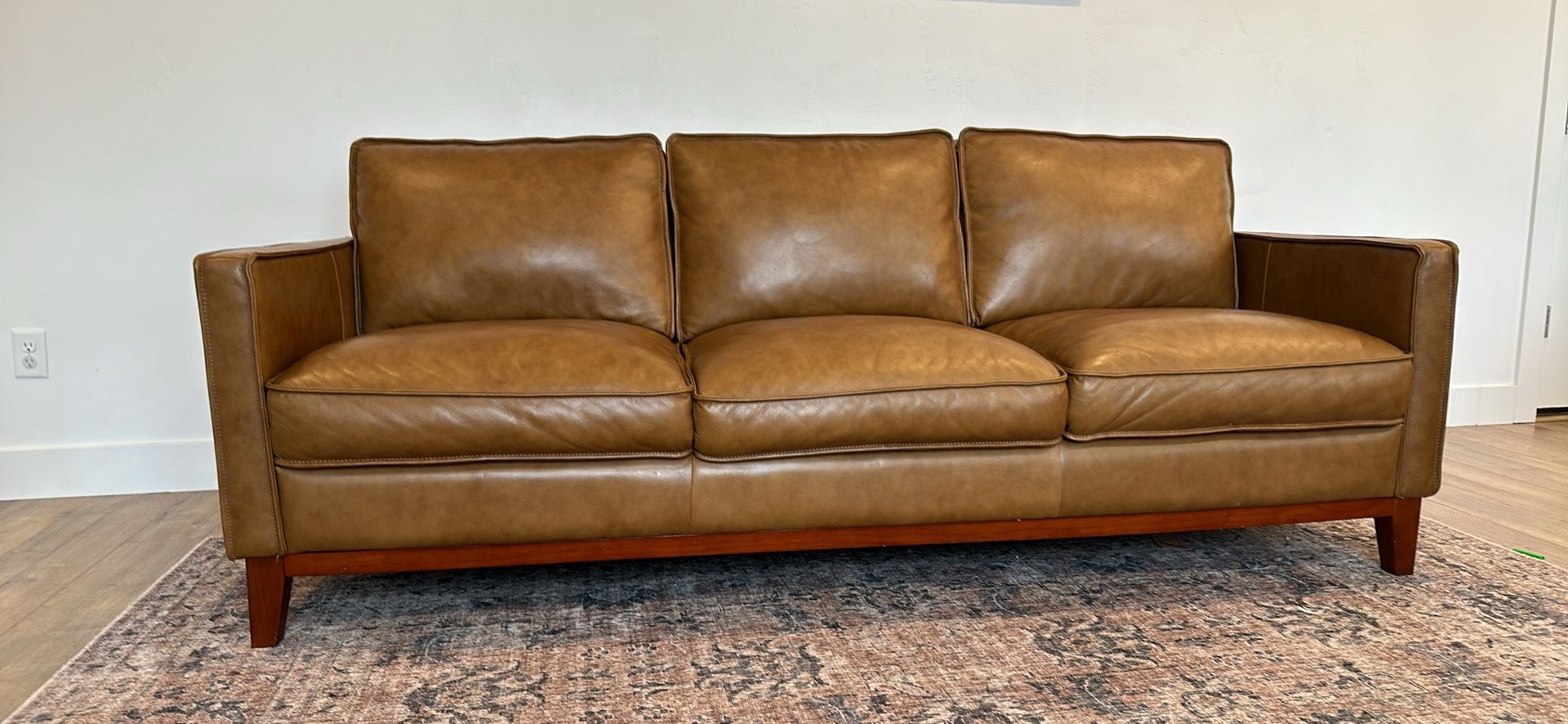 Mid Century Camel Brown Sofa And Loveseat