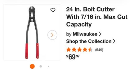 24 in. Bolt Cutter With 7/16 in. Max Cut Capacity