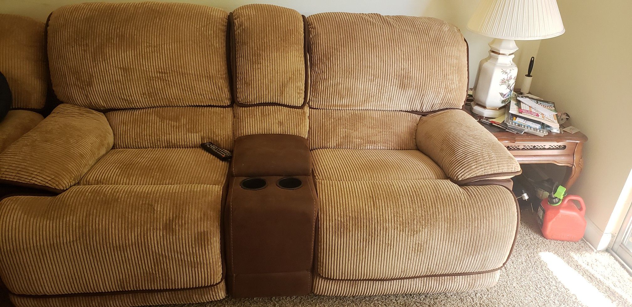 Tan pull out sectional couch