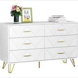 White Modern 6 Drawer Dresser