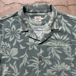 Faherty Brand Velvet Short Sleeve Button-Up Floral Hawaiian Shirt L
