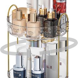 Spinning Organizer, Bathroom Storage - Perfume, Skincare And Makeup Organizer (Clear 2Tier, Lazy Susan)