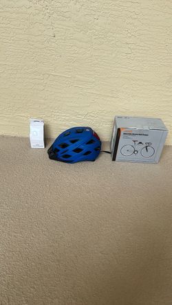 Blue Bike Helmet with Rear Light, Bike rack & crash sensor