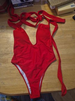 Red Halter One-Piece Swimsuit