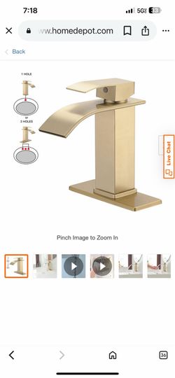 Bathroom Sink Faucet 1 Holes with Supply Hoses and 1 Handles Matte  Gold  A60