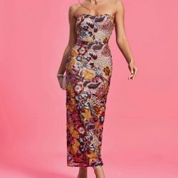  BRAND NEW- Sequined Floral Maxie Dress/ PROM OR WEDDING 