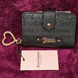 Juicy Couture Wallet - Tab Card Wallet Moto Chic Deboss Black NWT