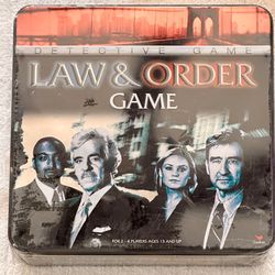 Law & Order Detective Game. 2 to 4 Players. Metal Storage Tin/Container-New -Sealed! 
