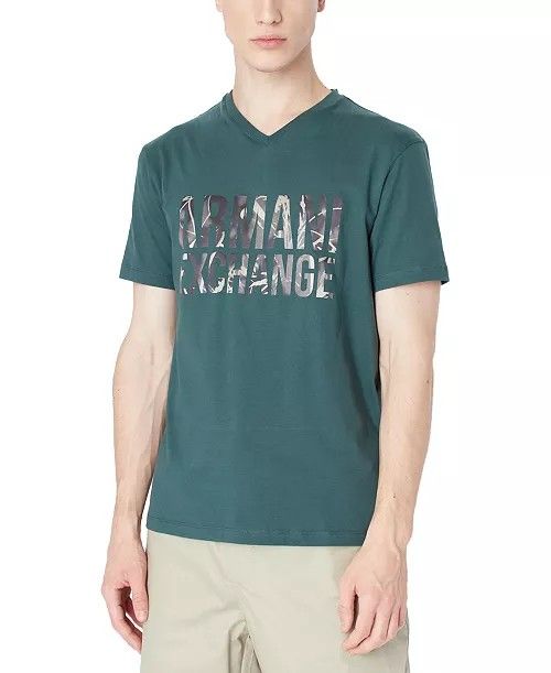 A|X ARMANI EXCHANGE Men's Camo Logo GraphicT-Shirt Jersey Green Gables Size S Regular Fit New With Tags