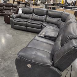 New Power  Sectional Sofa With Three Power Recliners On Sale Now Don't Miss