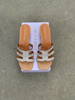 New Madden Girl Rhinestone Heeled Slide Sandals Size 7.5 & Size 8 - Glam Sparkly Heels