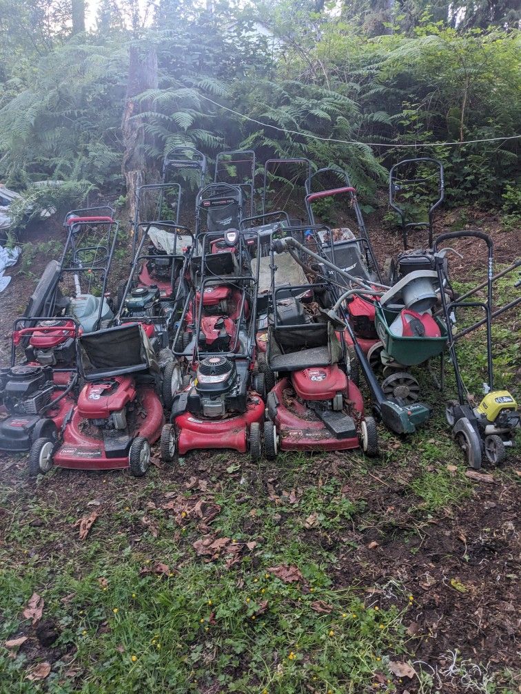 10+ Push Lawn Mowers + Ryobi Edger – Some Run, Some for Parts – $350 OBO