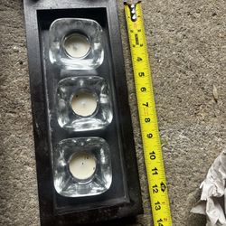 3 Piece Candle With Rocks And Tray