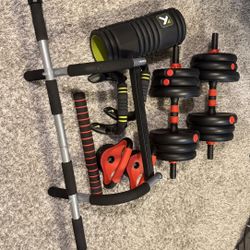 Full Home Gym Set — Dumbbells, Pull-Up Bar, Push-Up Bars, Roller, Foam Roller (ALL INCLUDED!)