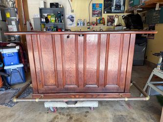 Wooden Home Bar with Brass Foot Rail