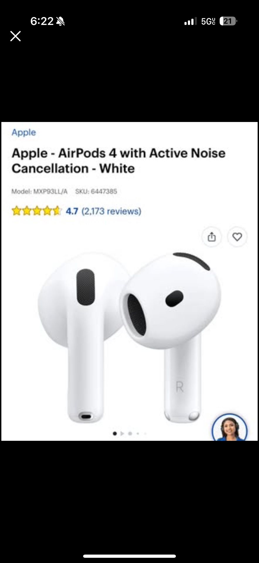 Apple- AirPods 4 with active noise cancellation- White