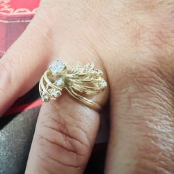 14K Solid Gold Wedding Ring With Natural Diamonds 💎 Stones 4.4Gr Size 6