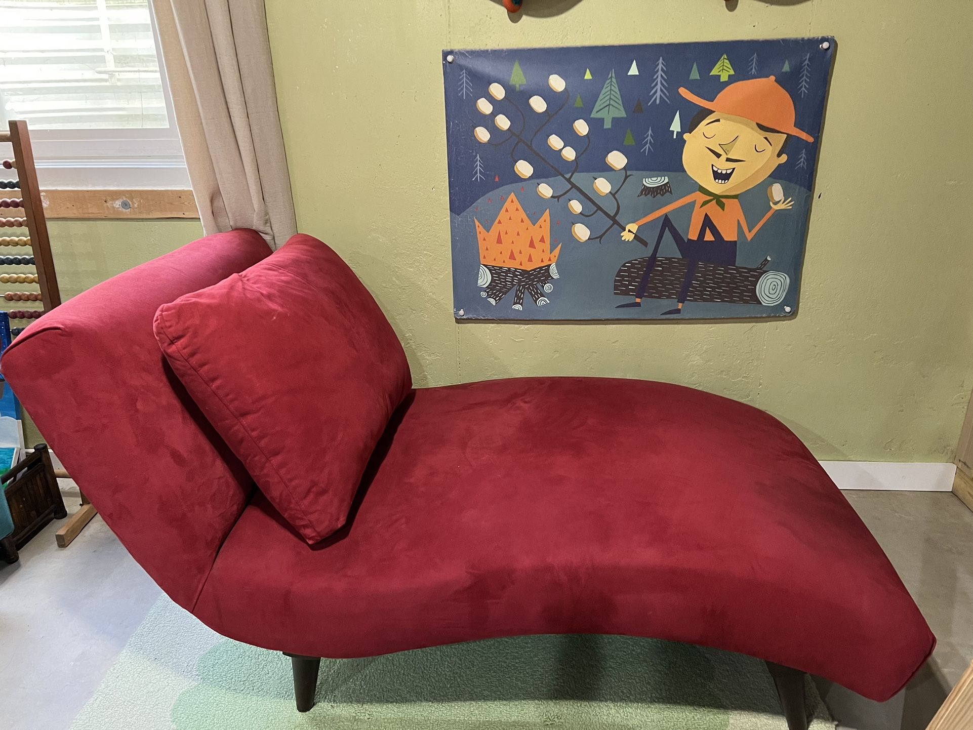 Red chaise lounge chair