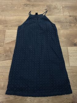Lucky brand navy eyelet dress size small