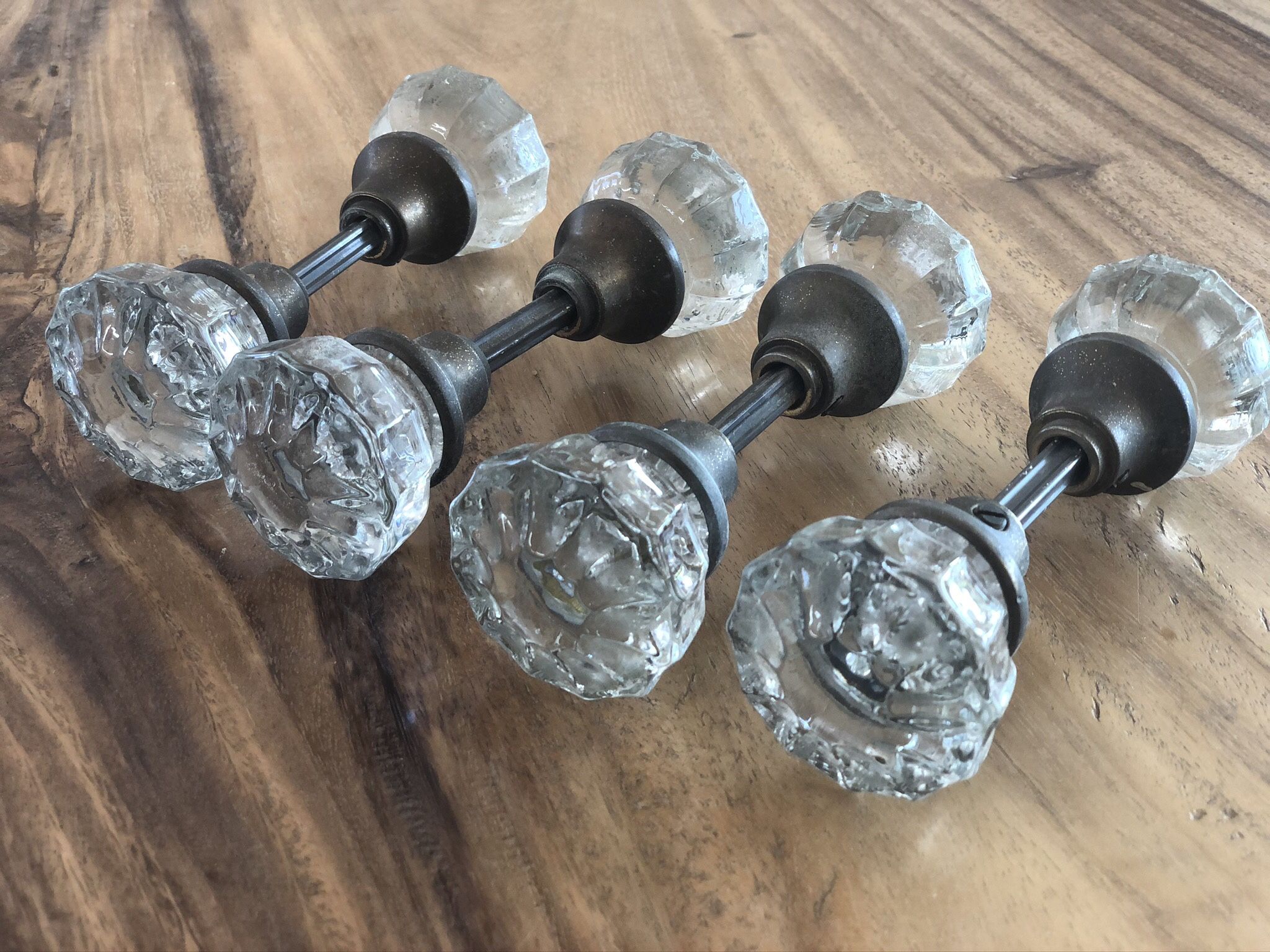 x3 Vintage Crystal Doorknobs 