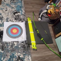 Barnett 15lb Bow, Arrows, Foam Target, Target Stand, Paper Targets
