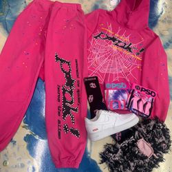 pink sp5der sweatsuit